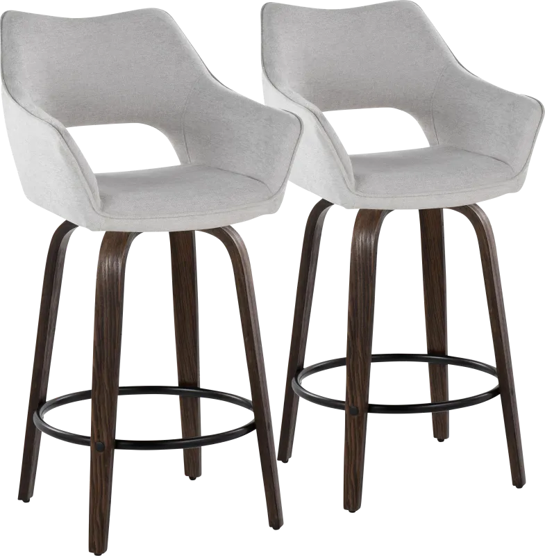 Ovur I Gray Swivel Counter Height Stool, Set of 2