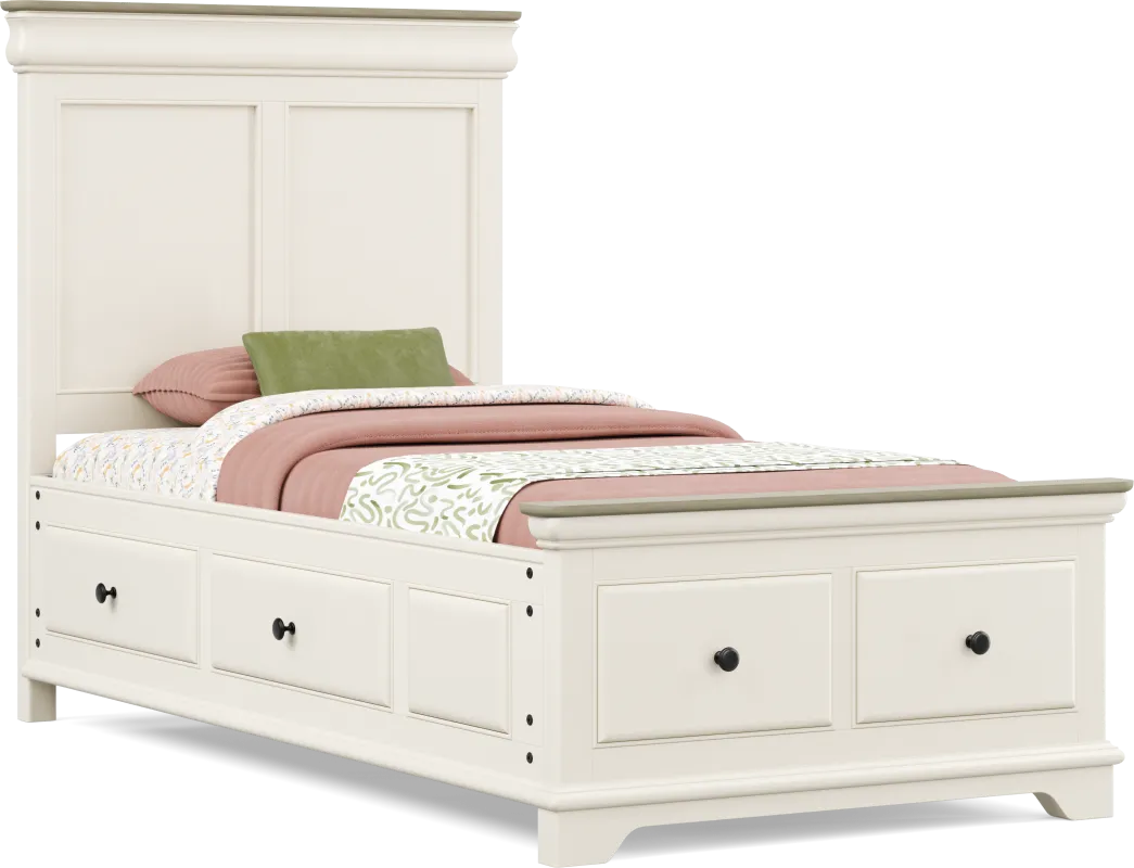 Kids Oberon Cream Twin Storage Bed