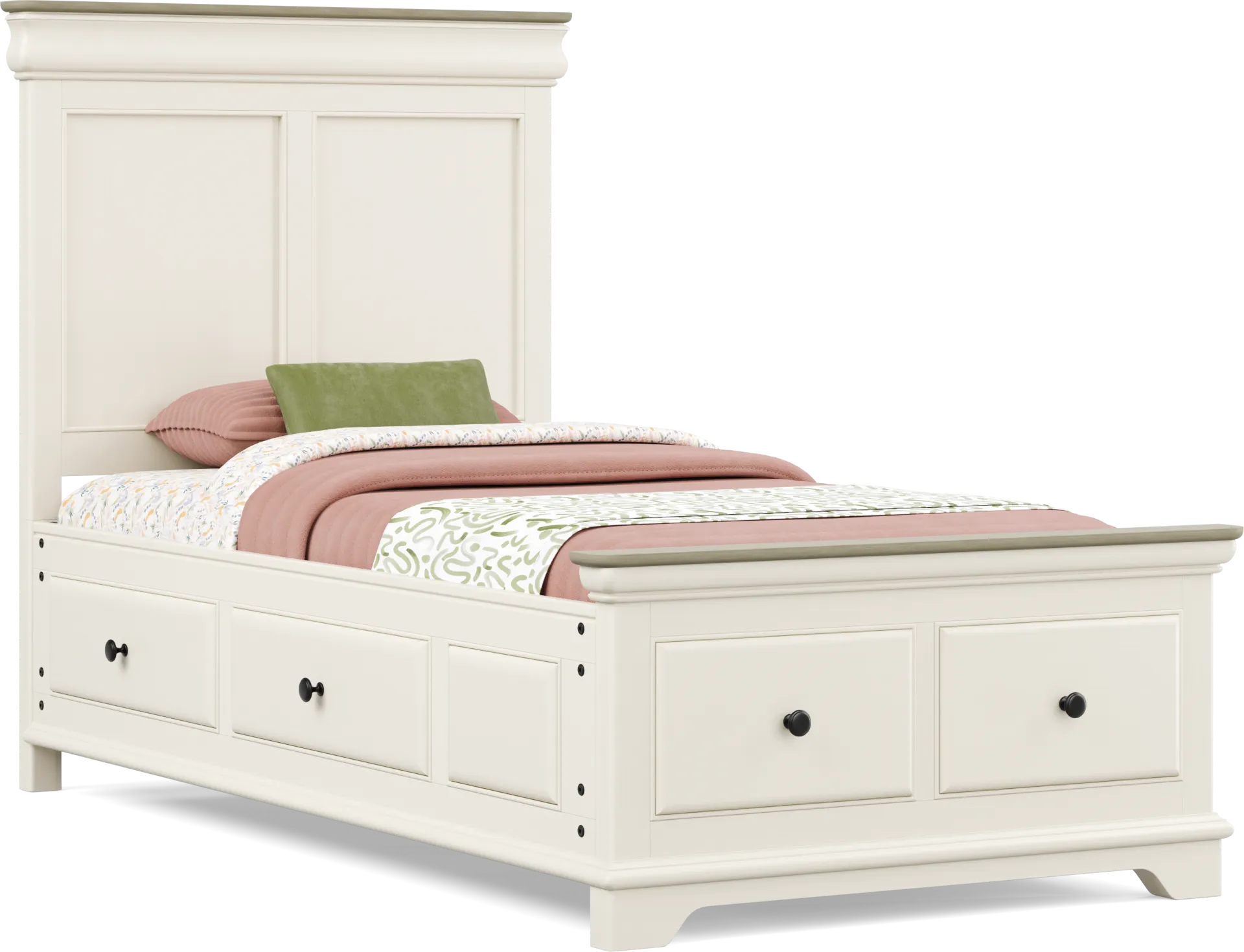 Kids Oberon Cream Twin Storage Bed - Image 1