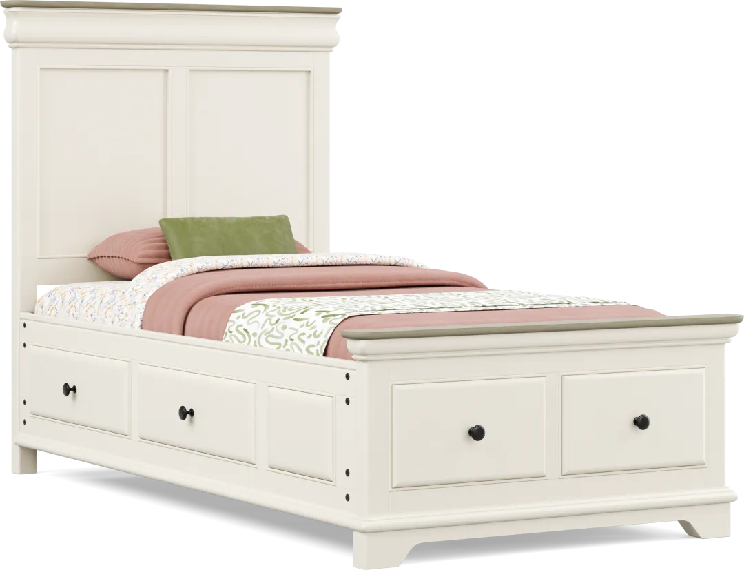 Kids Oberon Cream Twin Storage Bed