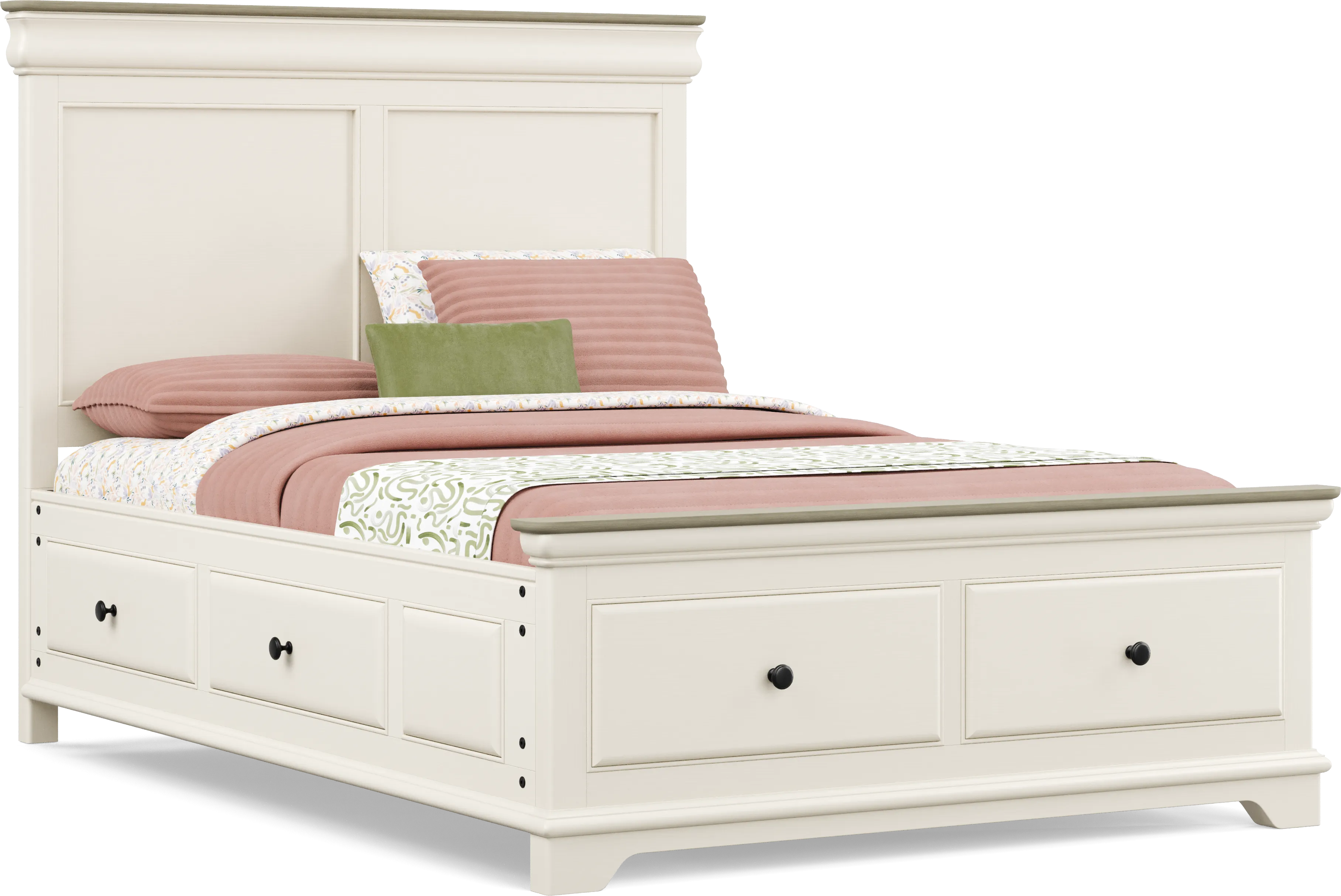 Kids Oberon Cream Full Storage Bed - Thumbnail - Image 1