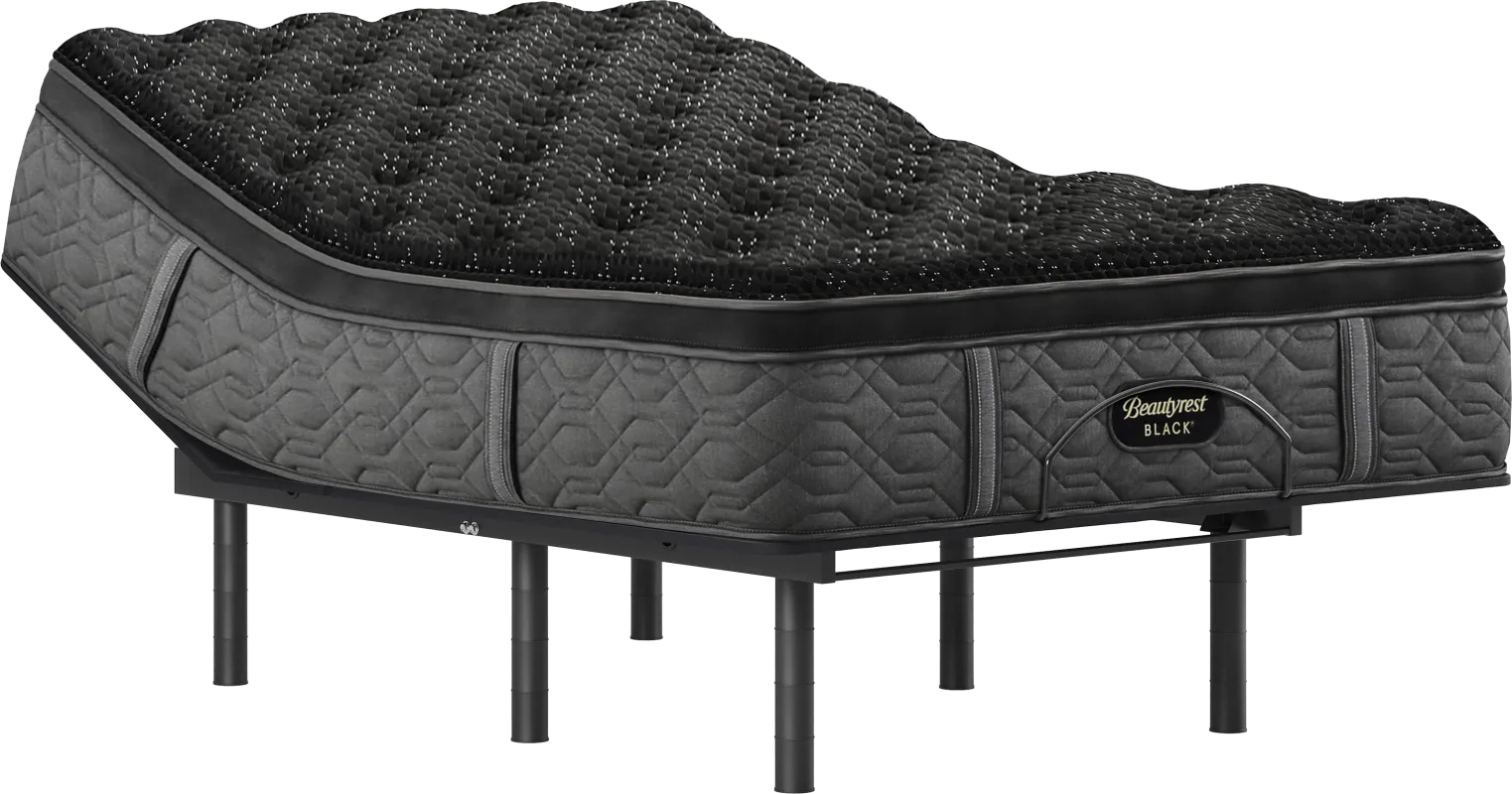 Beautyrest Black Series Three Plush Pillowtop Queen Mattress Set with Head Up Only Base