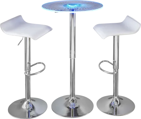 Krystl White Adjustable 3 Pc Bar Set