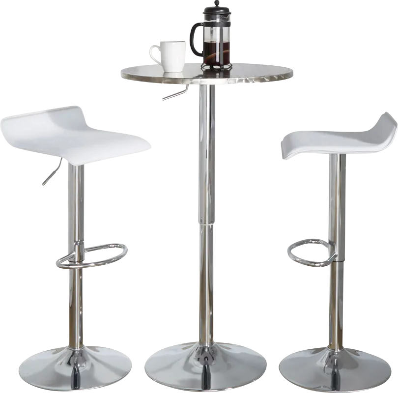 Lebato II White Adjustable 3 Pc Bar Set