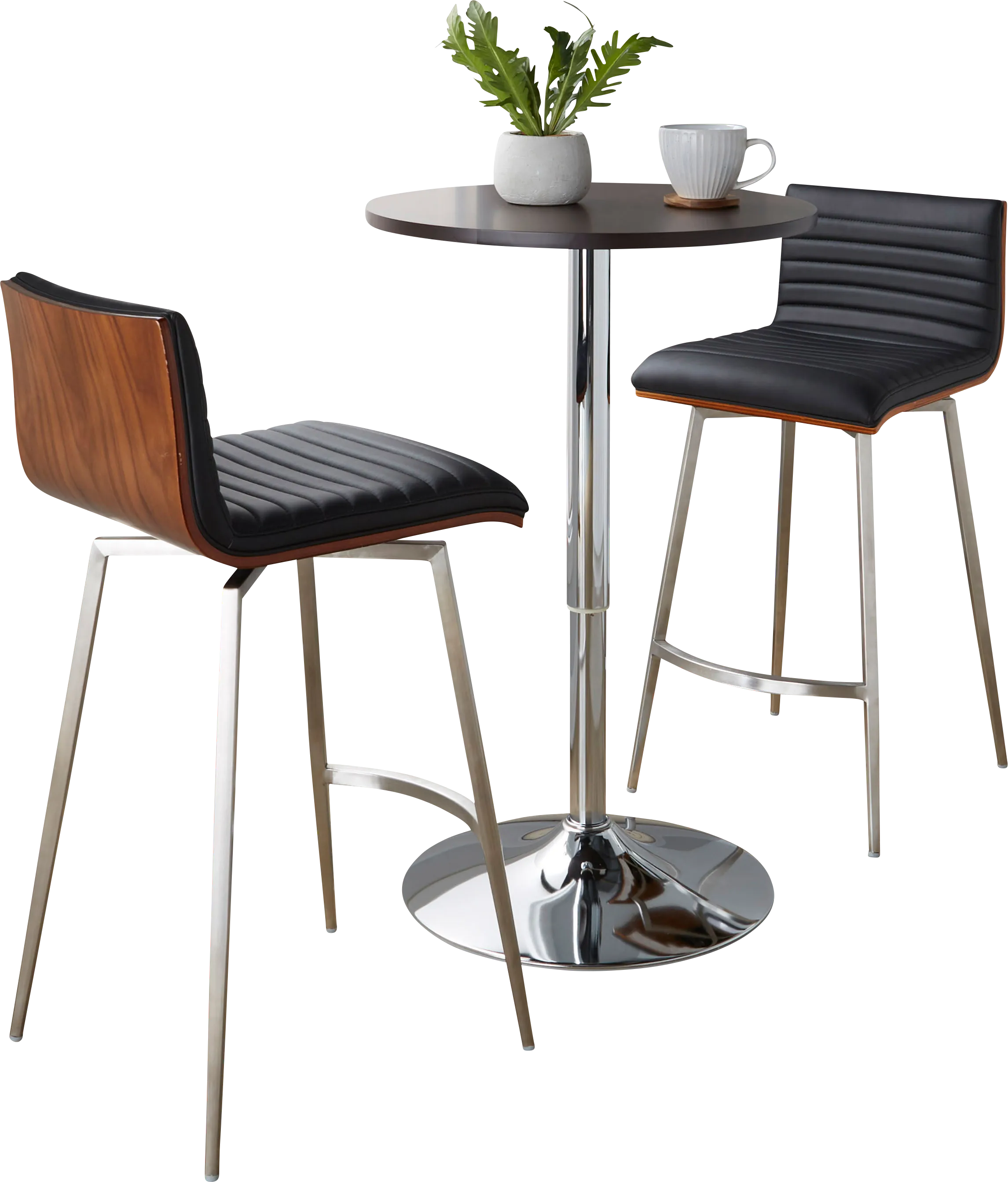 Narsi Black Adjustable Swivel 3 Pc Counter Height Dining Set - Thumbnail - Image 1