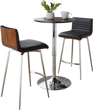 Narsi Black Adjustable Swivel 3 Pc Counter Height Dining Set