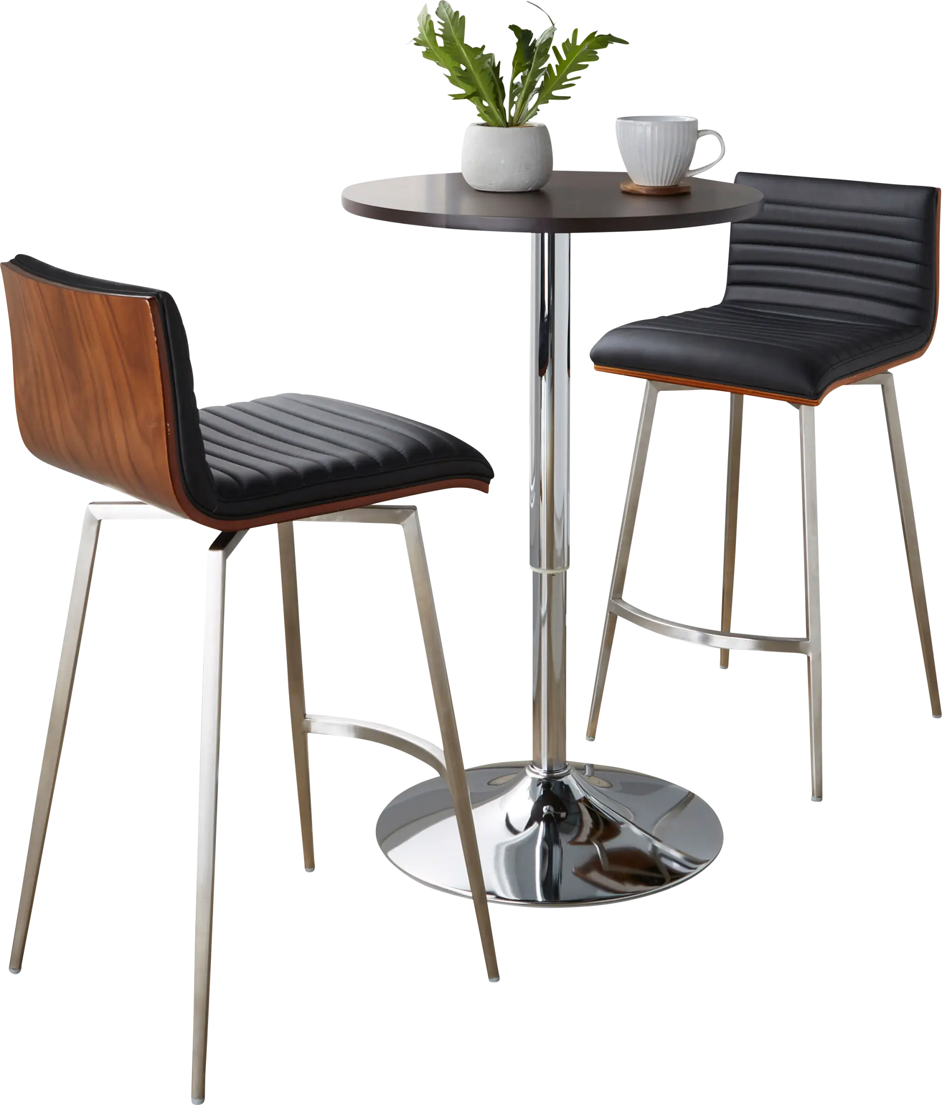 Narsi Black Adjustable Swivel 3 Pc Counter Height Dining Set