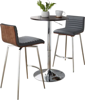Narsi Gray Adjustable Swivel 3 Pc Counter Height Dining Set