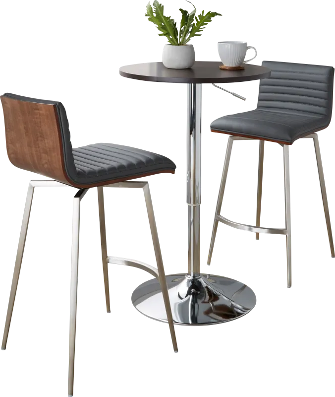 Narsi Gray Adjustable Swivel 3 Pc Counter Height Dining Set