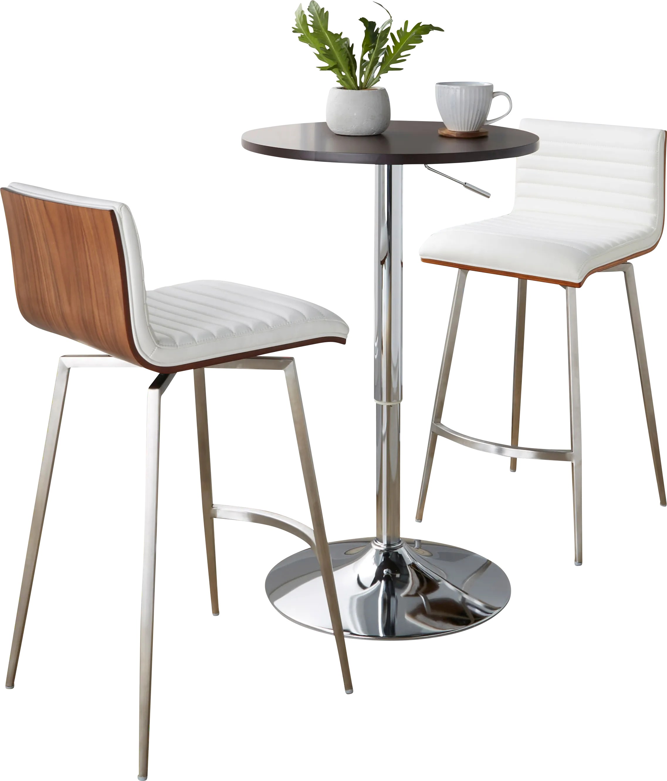 Narsi White Adjustable Swivel 3 Pc Counter Height Dining Set - Thumbnail - Image 1