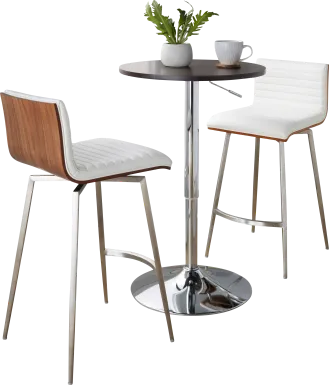 Narsi White Adjustable Swivel 3 Pc Counter Height Dining Set