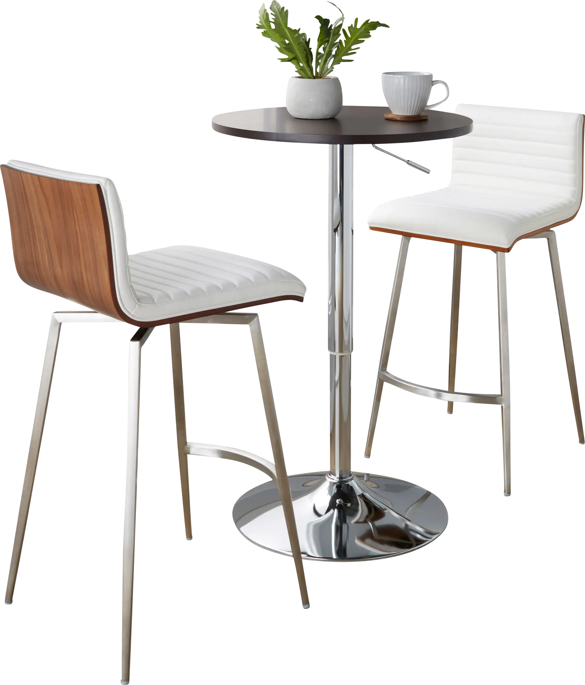 Narsi White Adjustable Swivel 3 Pc Counter Height Dining Set