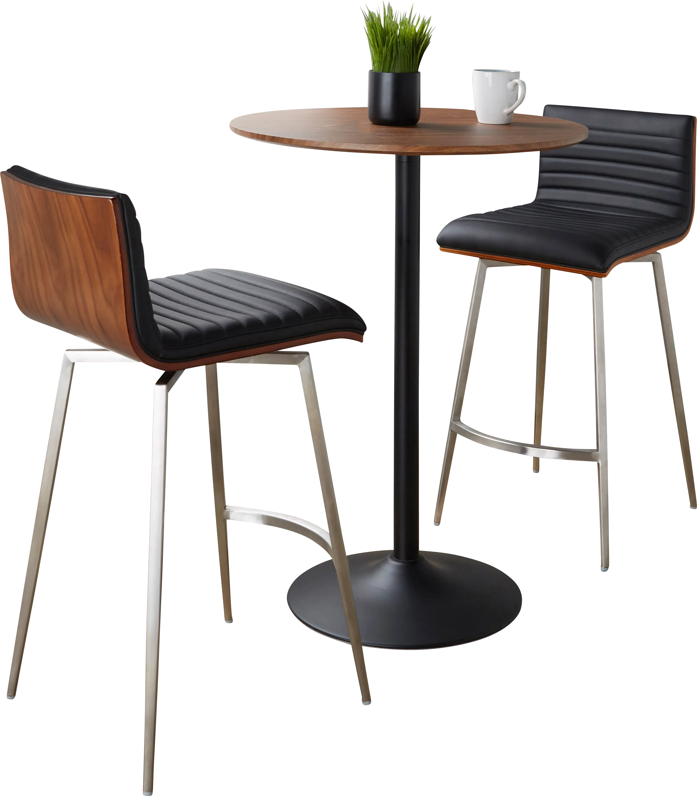 Waiv Black Adjustable Swivel 3 Pc Counter Height Dining Set - Thumbnail - Image 1