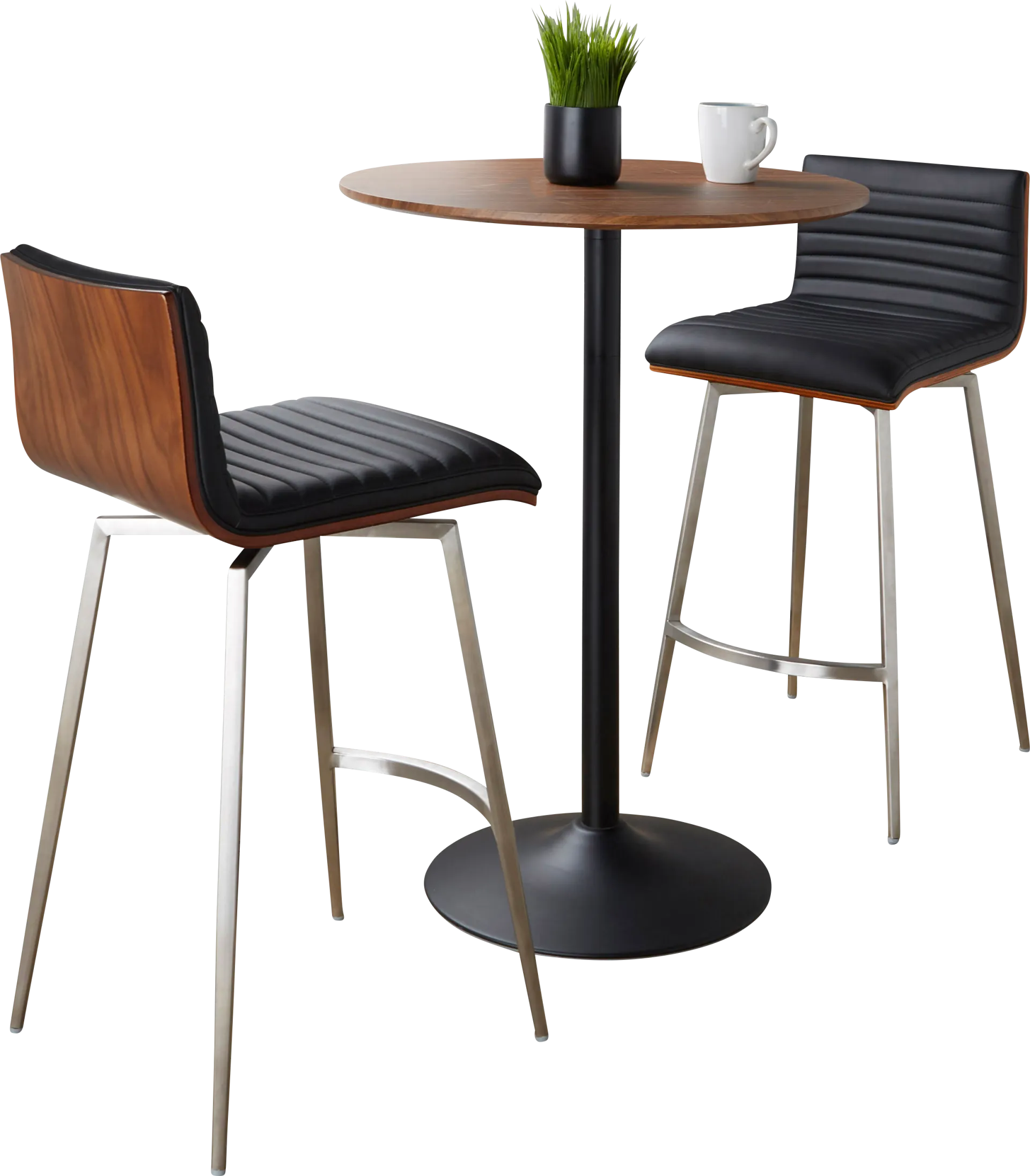 Waiv Black Adjustable Swivel 3 Pc Counter Height Dining Set - Image 1