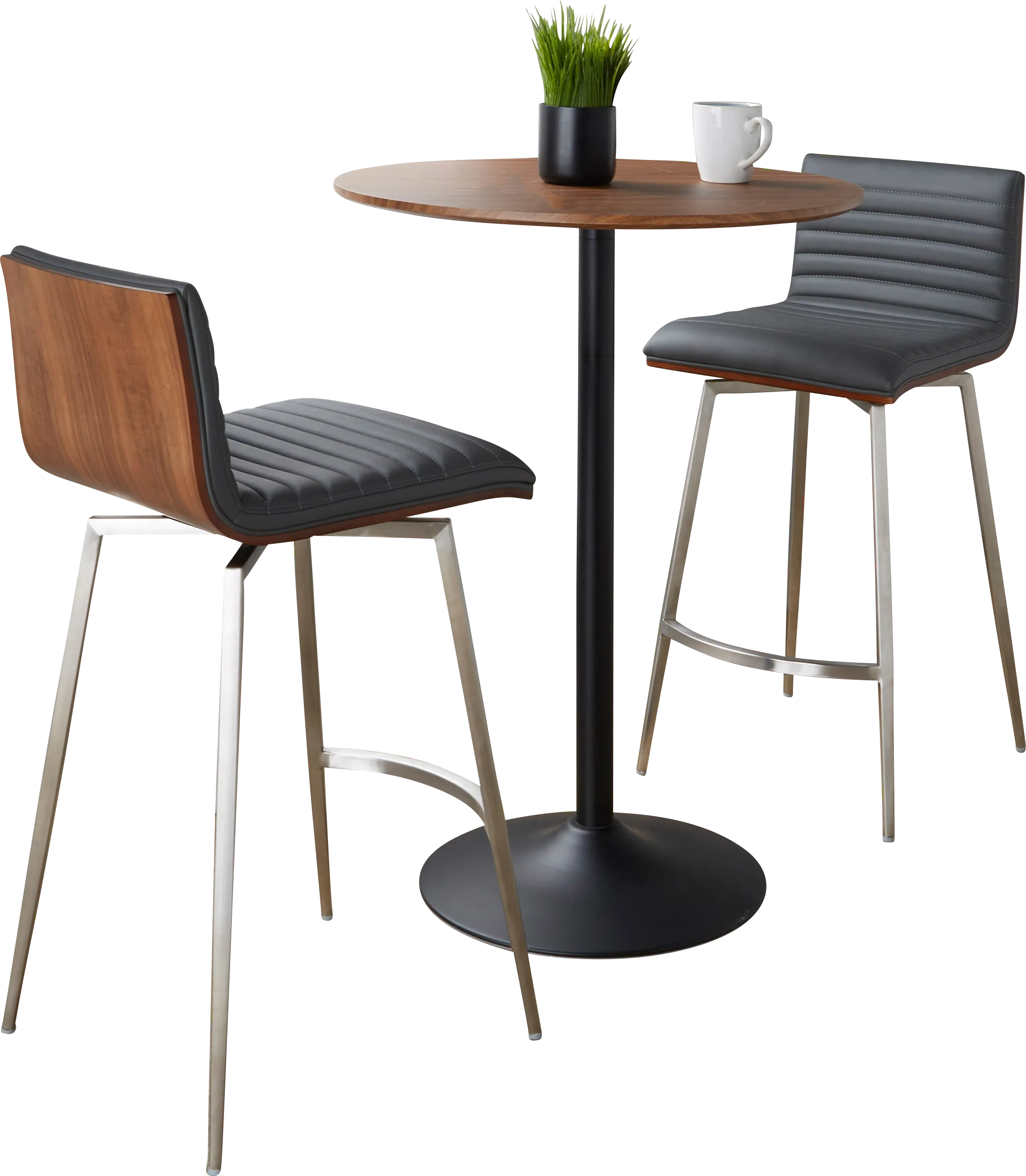 Waiv Gray Adjustable Swivel 3 Pc Counter Height Dining Set - Thumbnail - Image 1