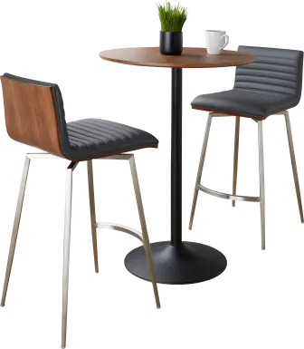 Waiv Gray Adjustable Swivel 3 Pc Counter Height Dining Set