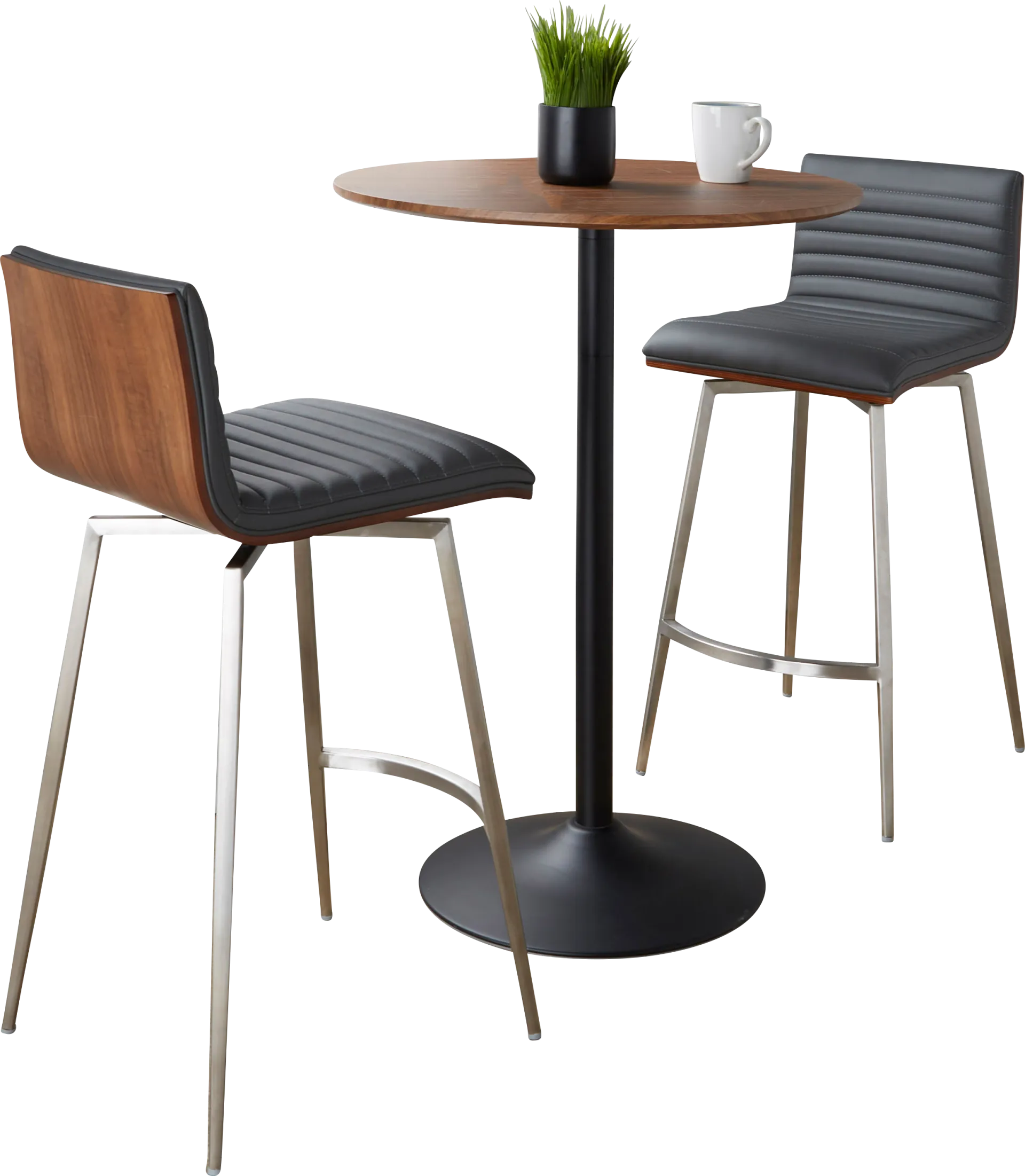 Waiv Gray Adjustable Swivel 3 Pc Counter Height Dining Set - Image 1