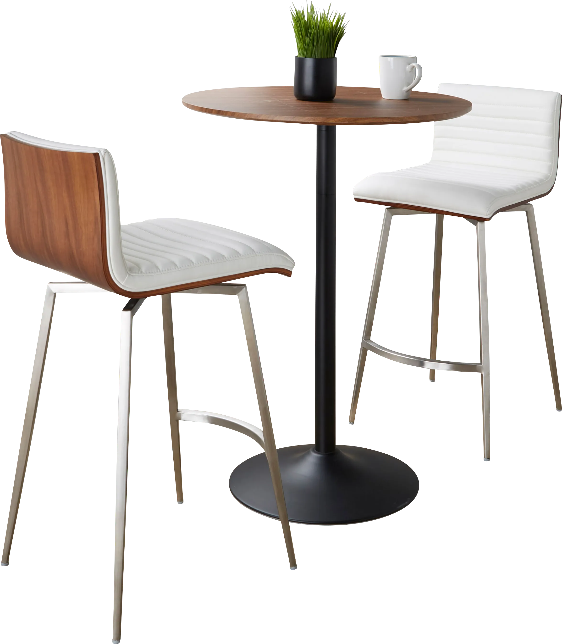 Waiv White Adjustable Swivel 3 Pc Counter Height Dining Set - Thumbnail - Image 1