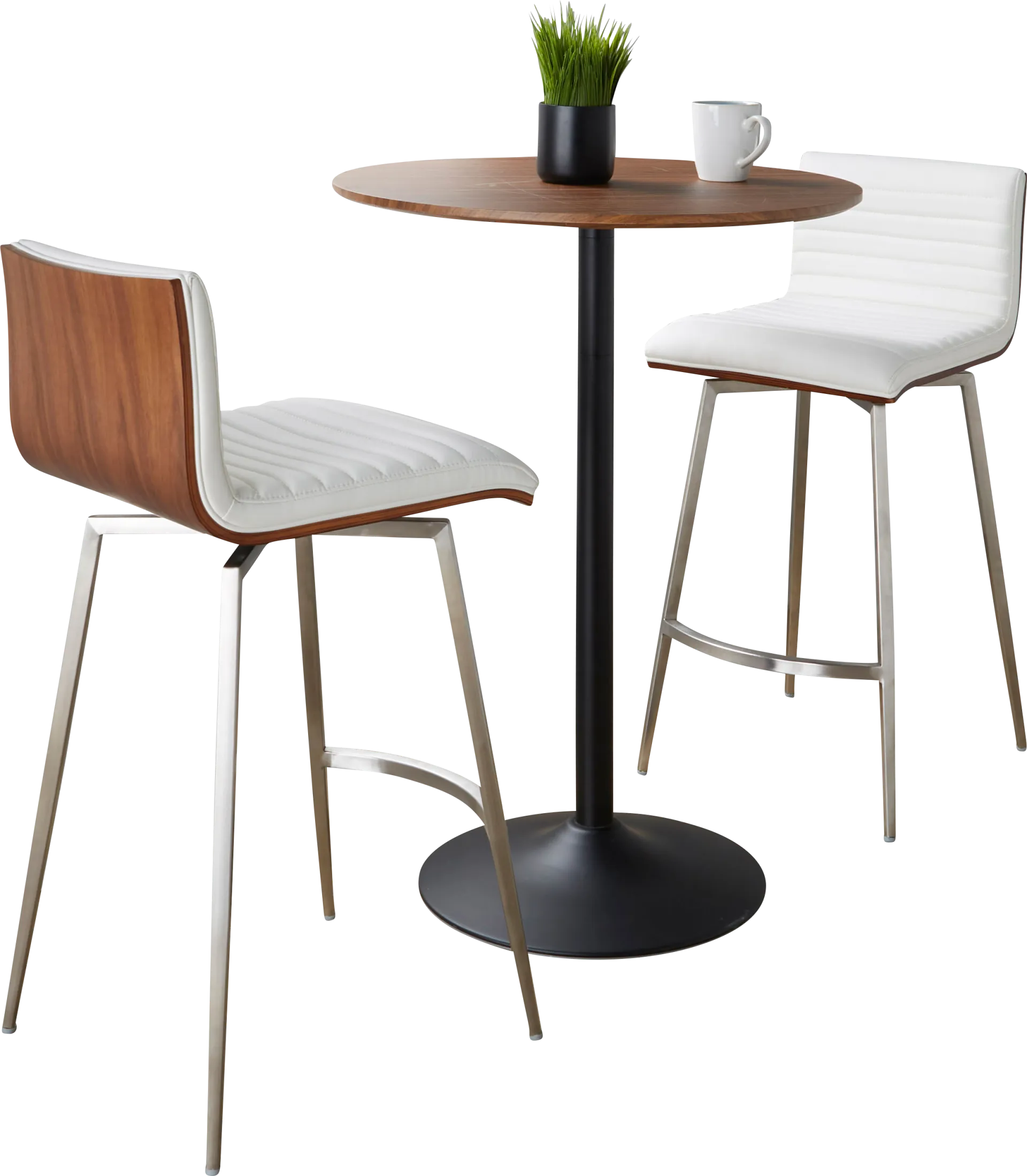 Waiv White Adjustable Swivel 3 Pc Counter Height Dining Set - Image 1