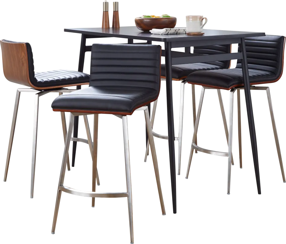 Dayze I Black Swivel 5 Pc Counter Height Dining Set