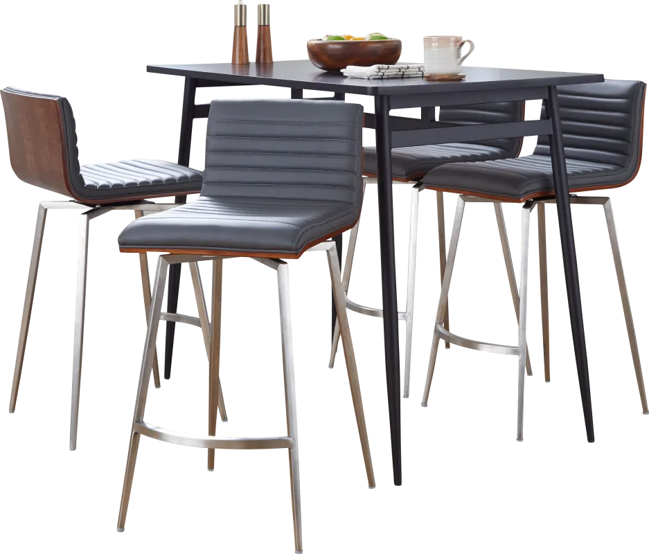 Dayze I Gray Swivel 5 Pc Counter Height Dining Set