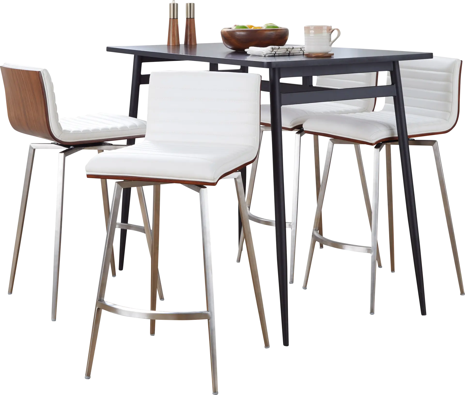 Dayze I White Swivel 5 Pc Counter Height Dining Set