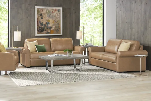 Parker Saddle Leather 2 Pc Living Room with Sleeper Sofa