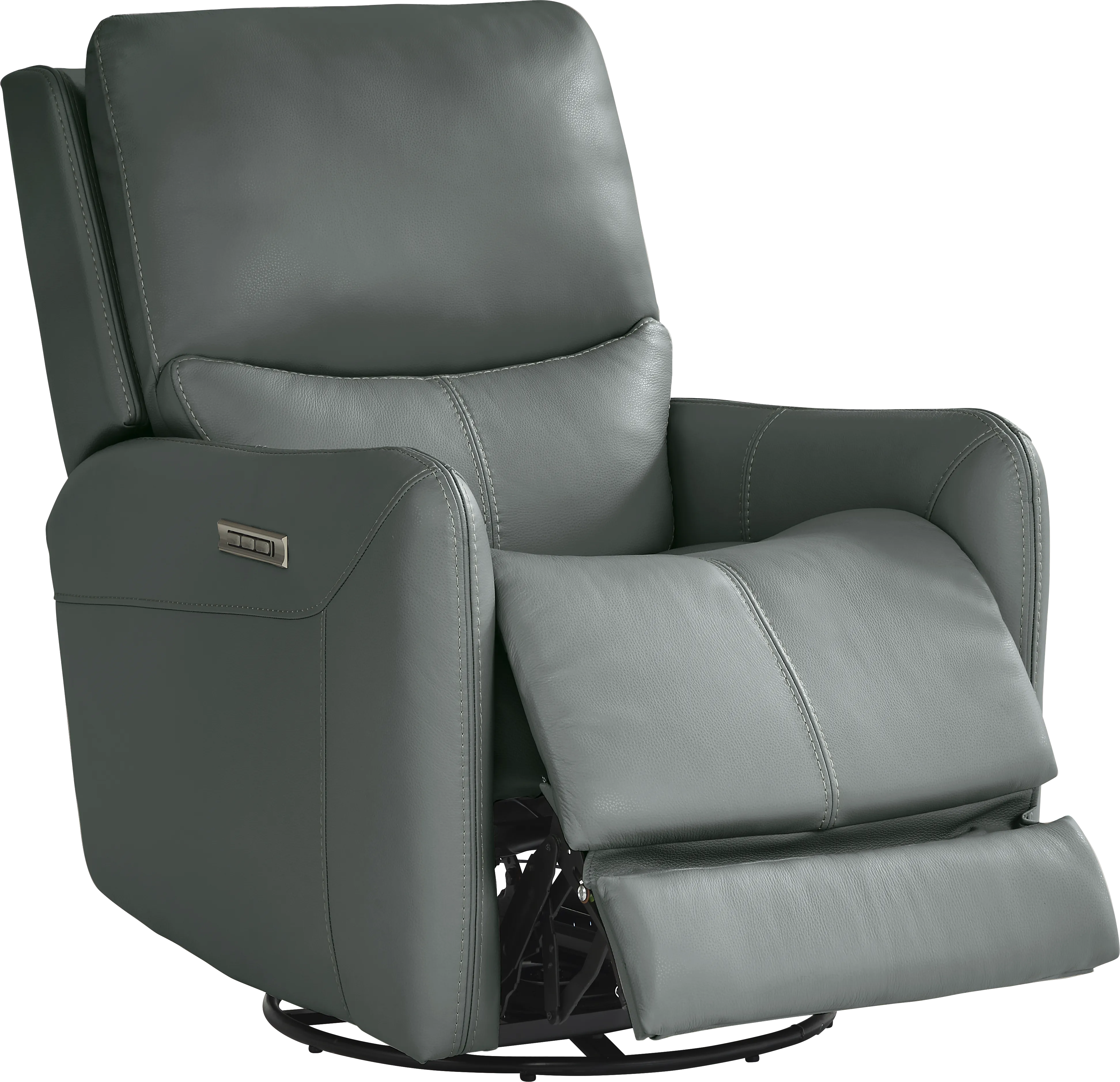 Hudson Place Blue Leather Triple Power Recliner - Thumbnail - Image 1