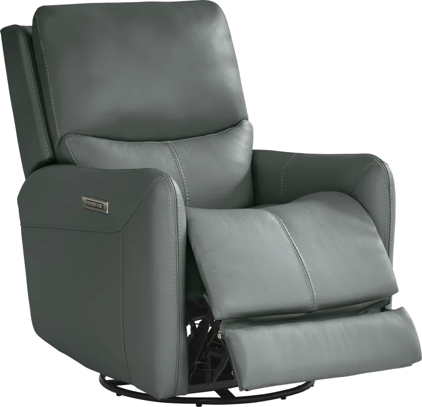Hudson Place Blue Leather Triple Power Recliner