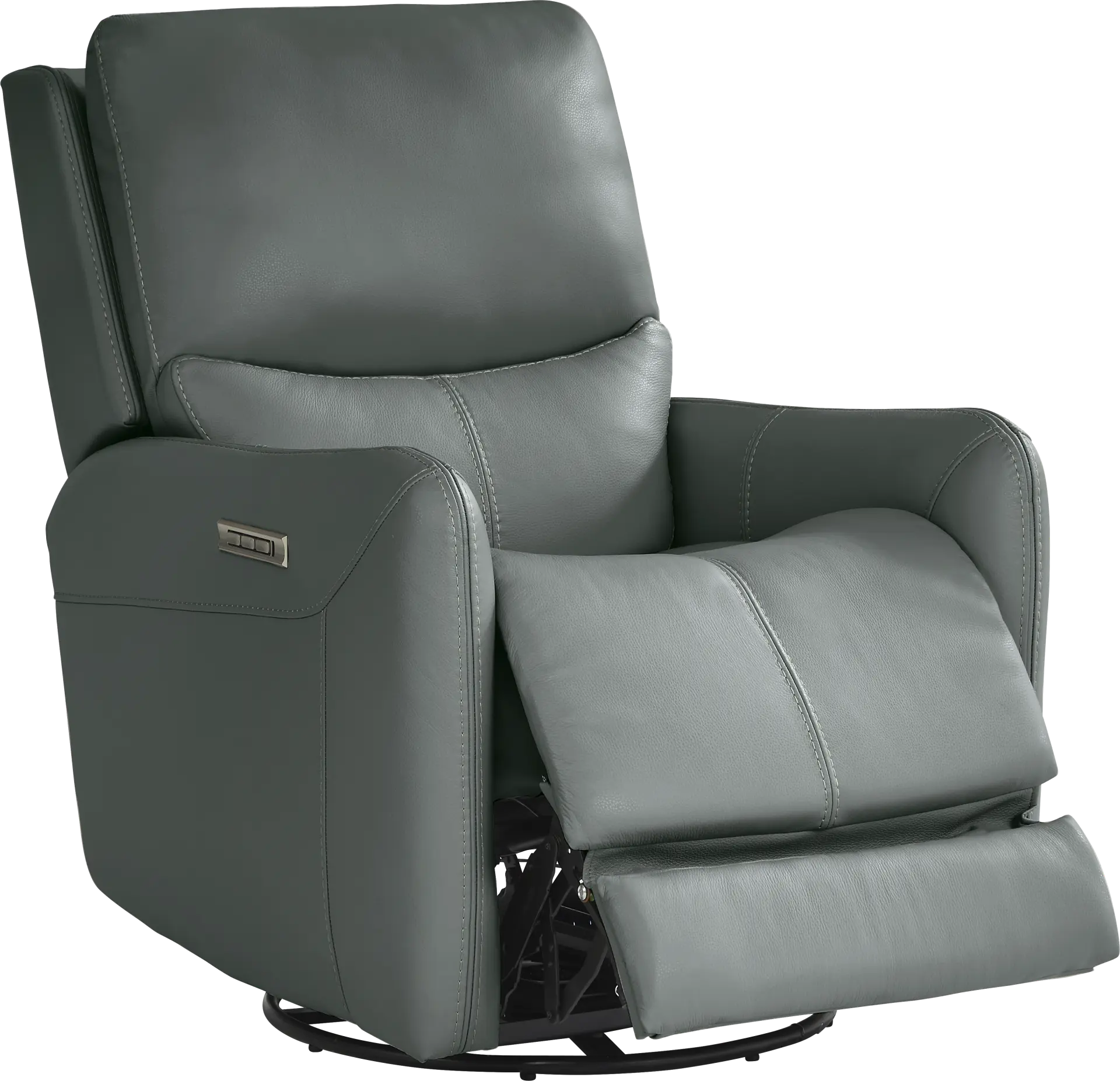 Hudson Place Blue Leather Triple Power Recliner