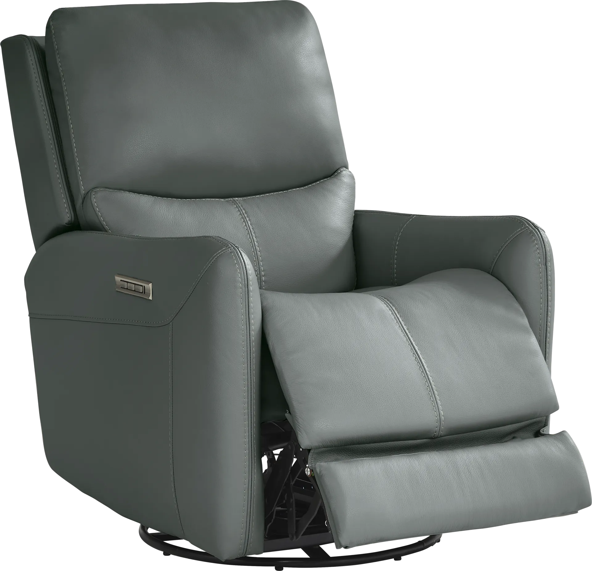 Hudson Place Blue Leather Triple Power Recliner - Image 1