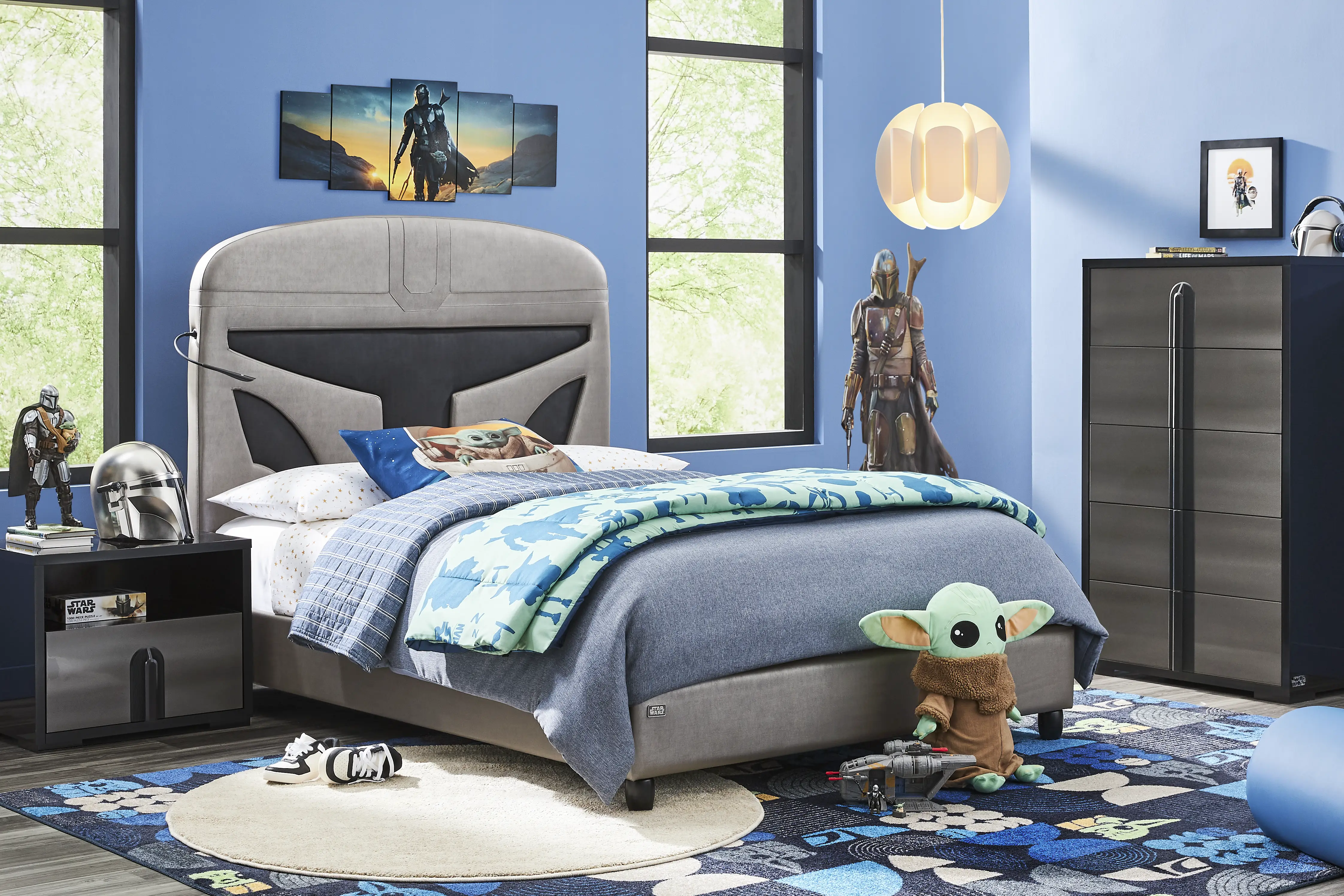 Star Wars Black Bedroom with Full Mandalorian Bed - Thumbnail - Image 1