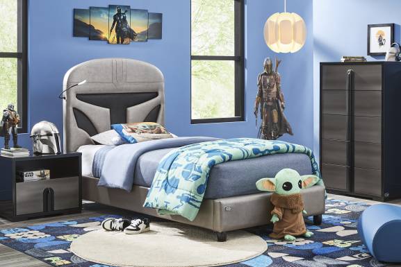 Kids Star Wars Mandalorian Dark Gray Twin Bed