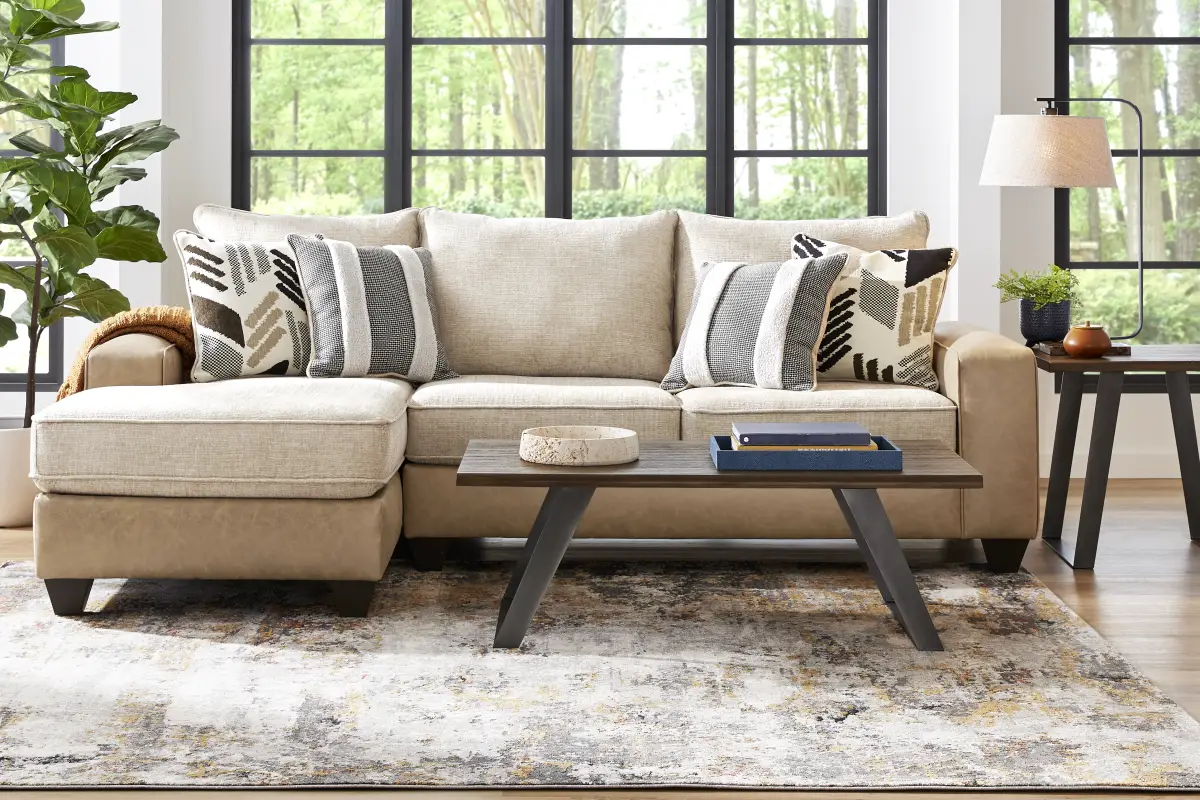 Murphy Beige Woven 2 Pc Left Arm Chaise Sectional | Rooms to Go
