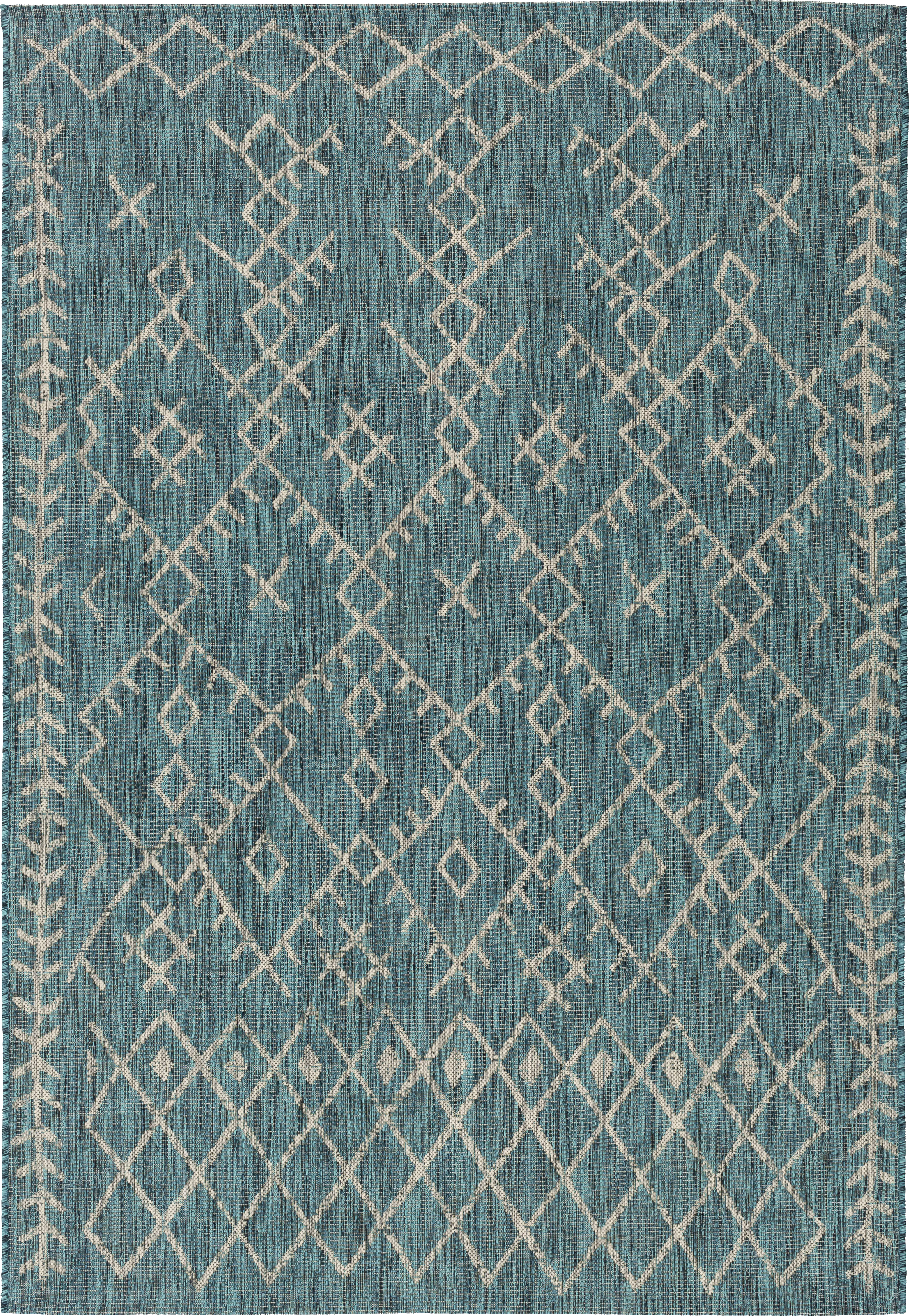 Ashlyn Teal 7'10 x 10'3 Indoor Outdoor Rug - Thumbnail - Image 1