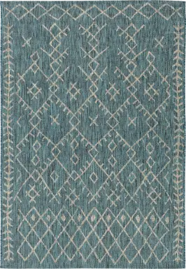 Ashlyn Teal 7'10 x 10'3 Indoor Outdoor Rug
