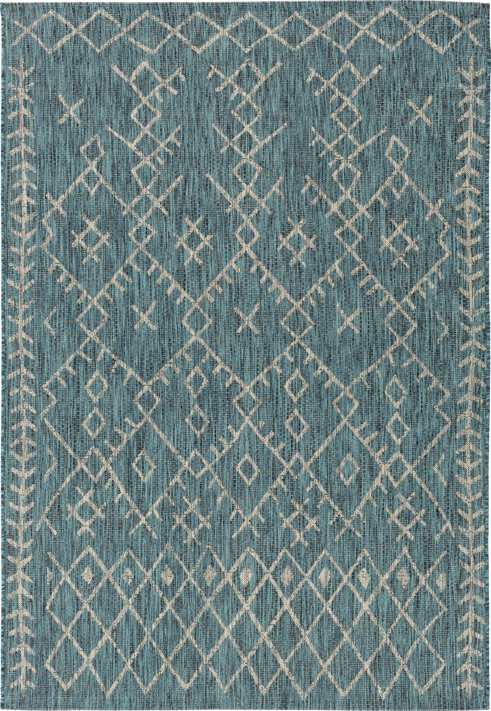 Ashlyn Teal 6'7 x 9' Indoor/Outdoor Rug