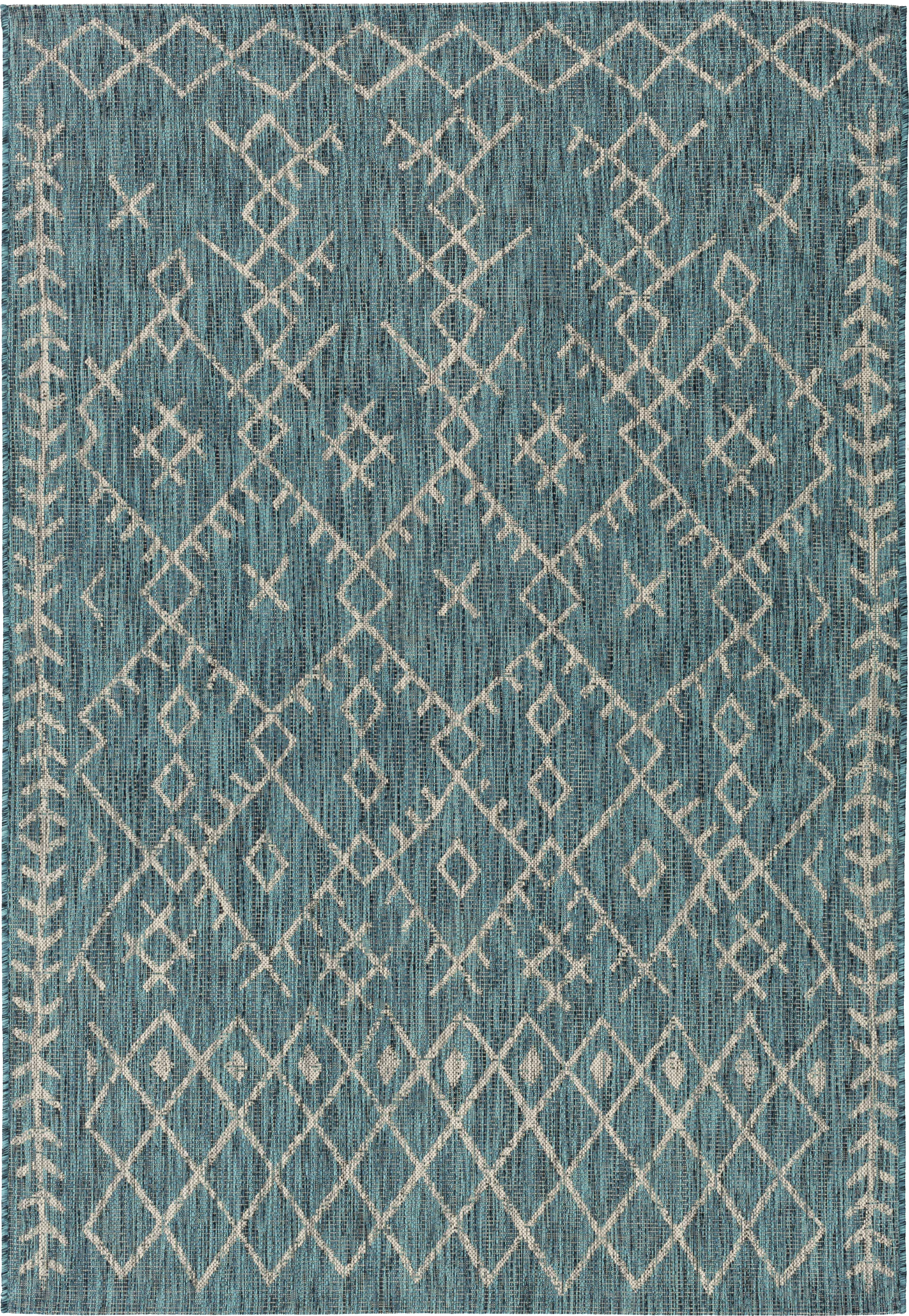 Ashlyn Teal 7'10 x 10'3 Indoor Outdoor Rug - Image 1