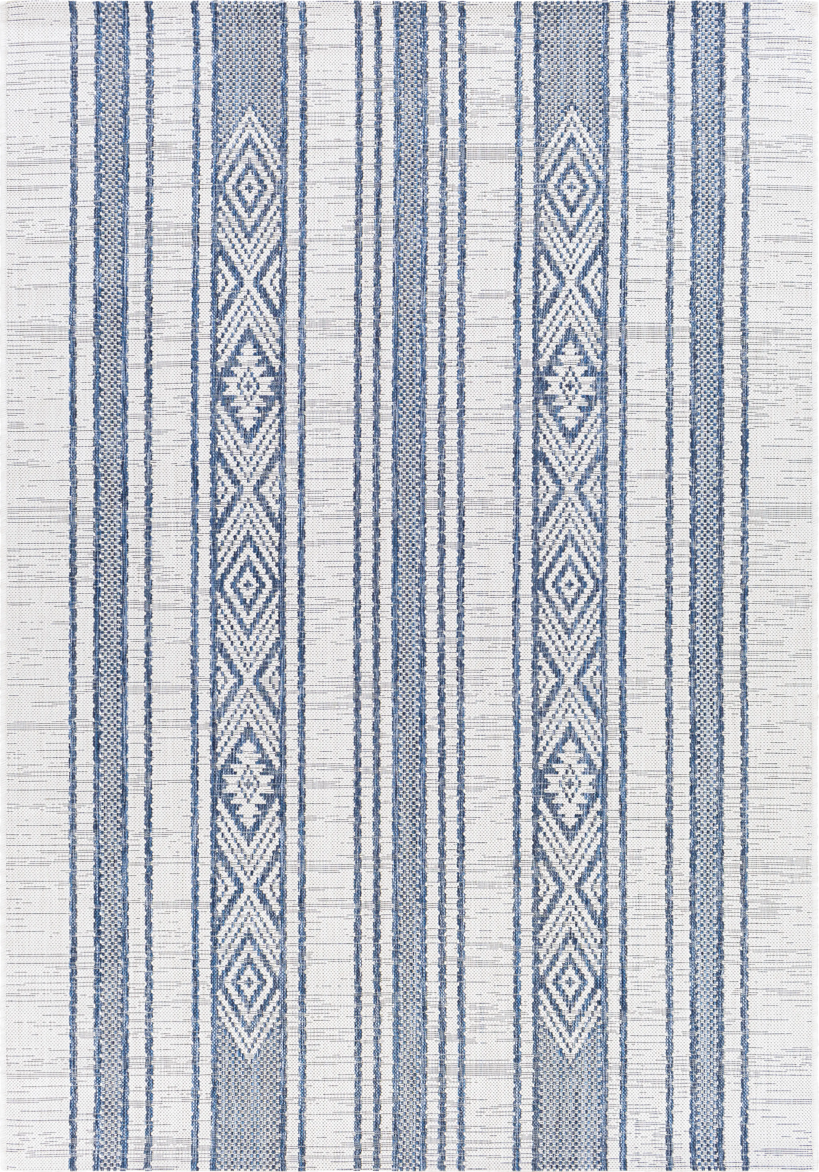 Perris Dark Blue 7'10 x 10'2 Indoor/Outdoor Rug - Thumbnail - Image 1
