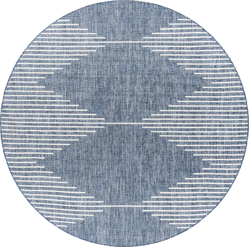 Verniere Blue 7'10 Round Indoor/Outdoor Rug