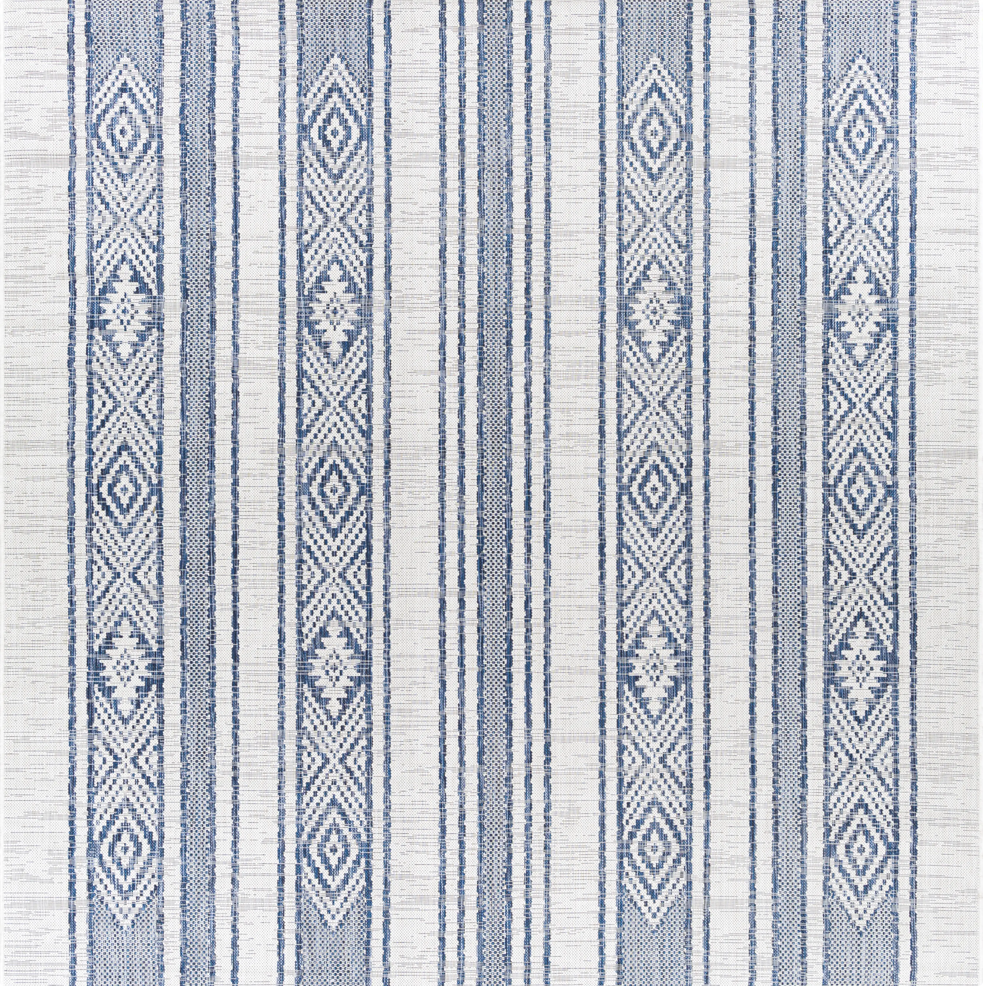 Perris Dark Blue 6'7 Square Indoor/Outdoor Rug - Thumbnail - Image 1