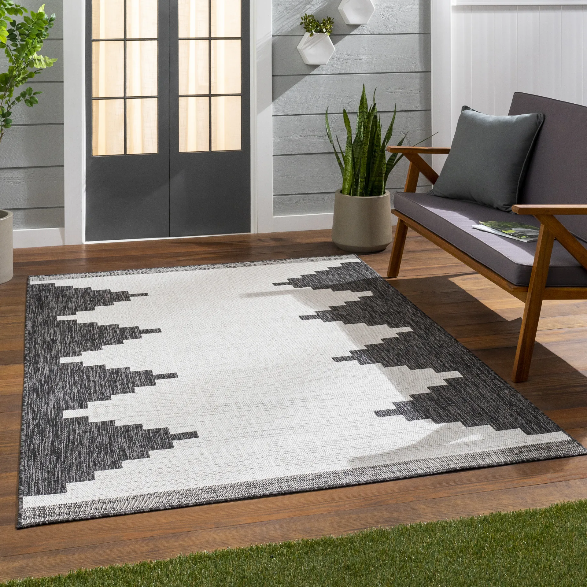 Yenna Black 7'10 x 10'2 Indoor/Outdoor Rug - Image 2