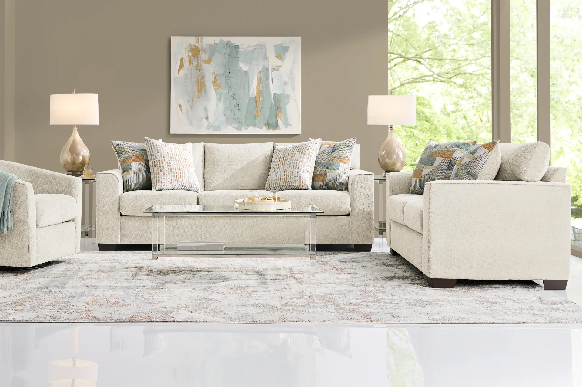 Delcrest White 7 Pc Living Room - Image 1