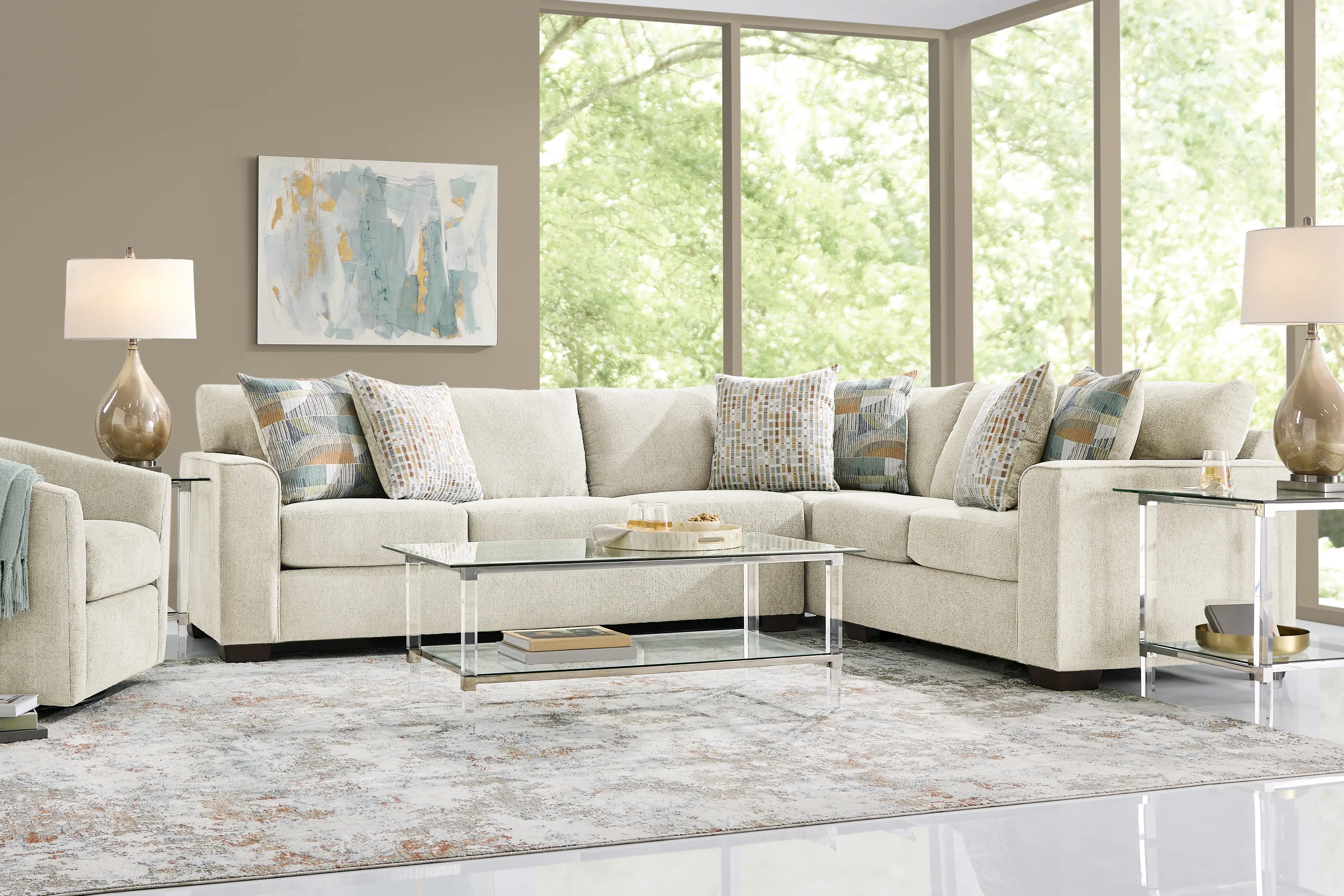 Deauxiem Classeアメリカーナワッフル　2色セット Delcrest White Chenille Fabric Premium Sleeper 2 Pc Sectional