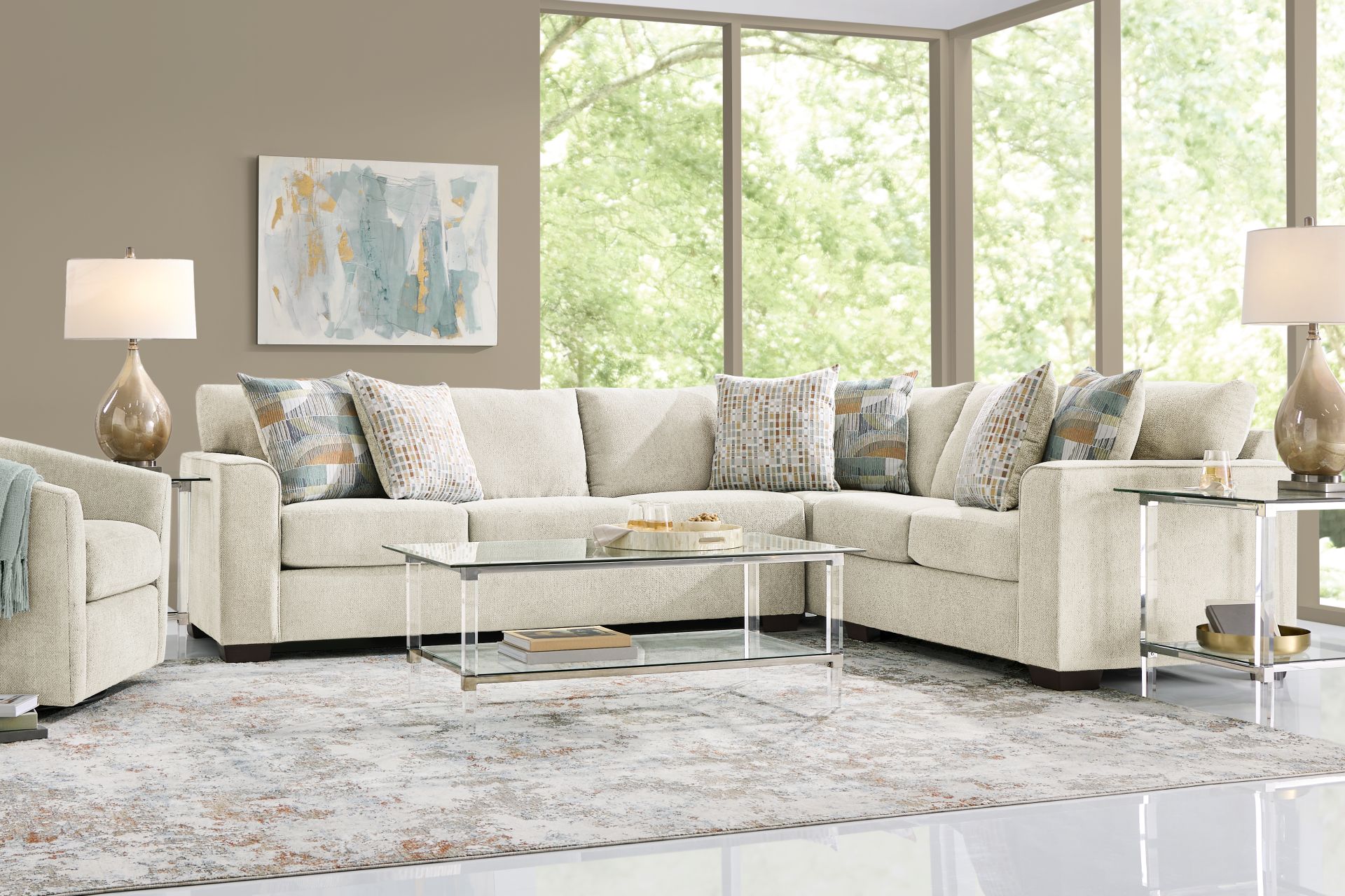 Delcrest White 2 Pc Sectional - Image 2