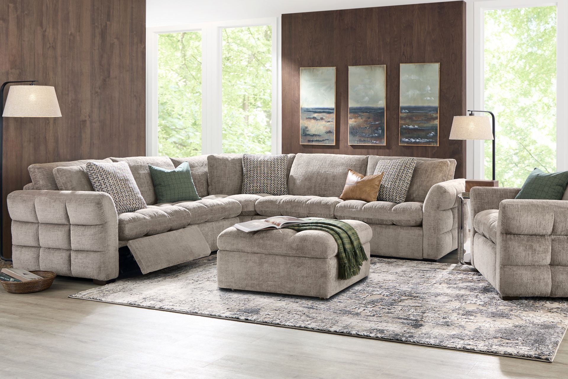 Richland Gray 5 Pc Power Reclining Sectional - Image 2