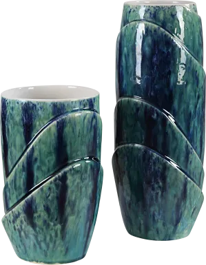 Kobdus Green Vase, Set of 2