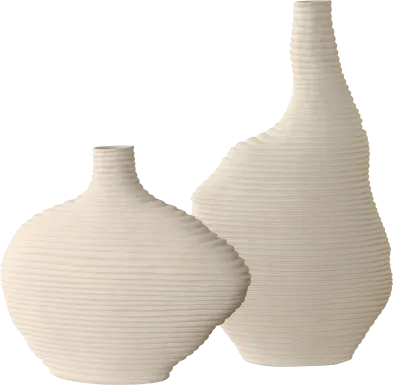 Kru White Vases, Set of 2