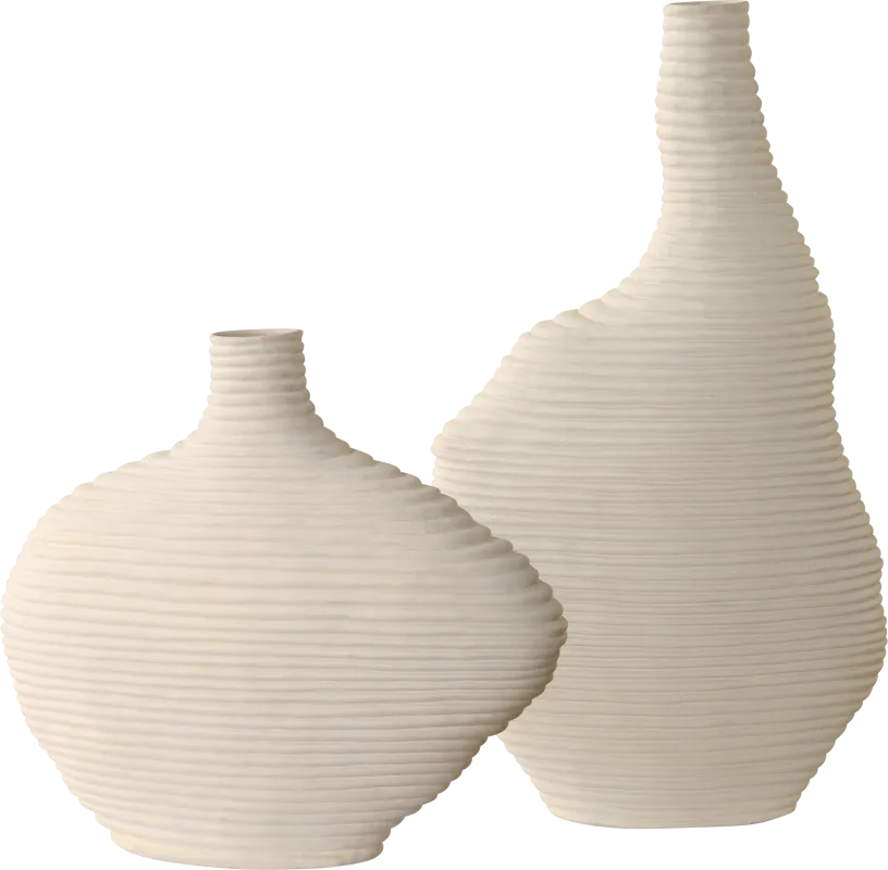 Kru White Vases, Set of 2