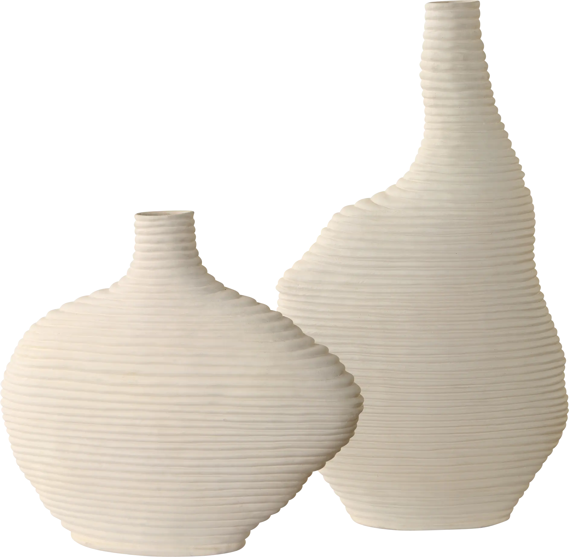 Kru White Vases, Set of 2